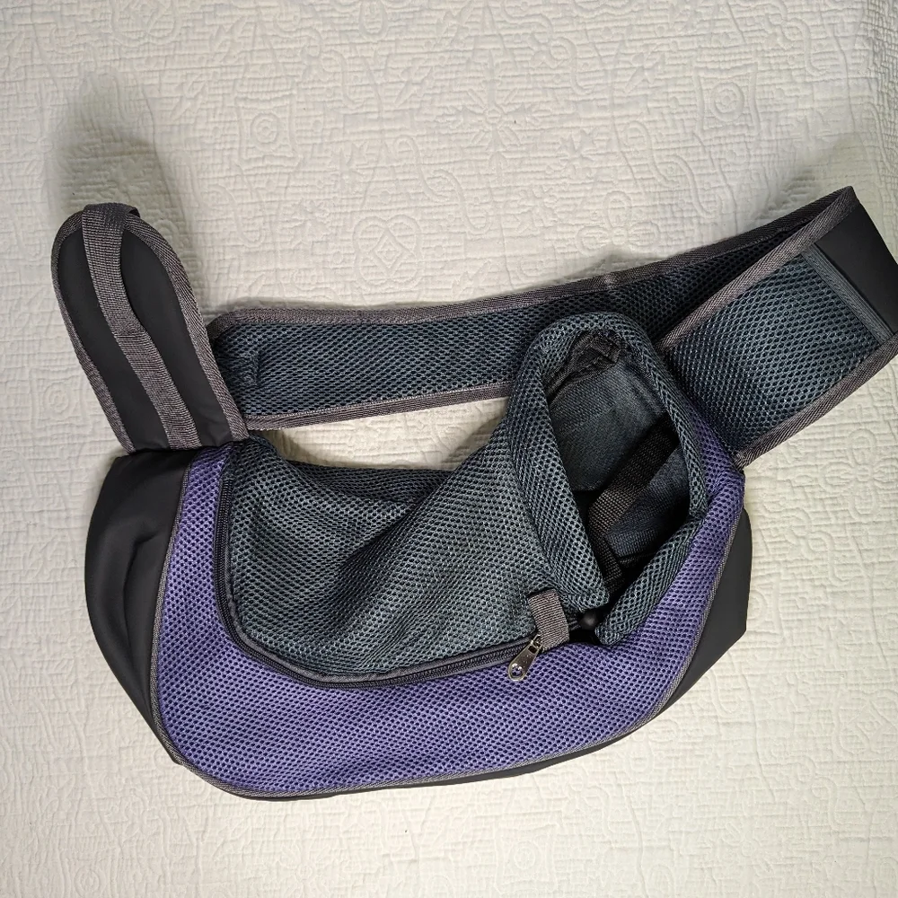 Pet Carrier Sling Bag - Black and Purple